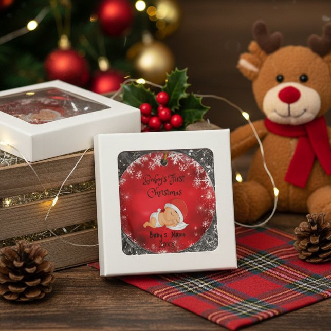 Adorno De Cerámica Primera Navidad del bebé, nombre del bebé personal (Subido por el creador)