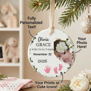Adorno De Cerámica Primera Navidad del bebé personalizada