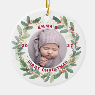 Adorno De Cerámica Primera Navidad del Bebé Personalizada