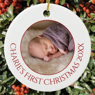 Adorno De Cerámica Primera Navidad del Bebé Personalizada Foto