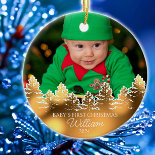 Adorno De Cerámica Primera Navidad del bebé personalizado