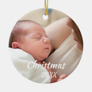 Adorno De Cerámica Primera Navidad del Bebé Personalizado con 2 Fotos