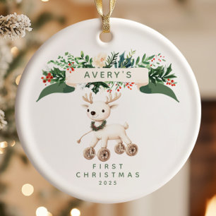 Adorno De Cerámica Primera Navidad del bebé reno