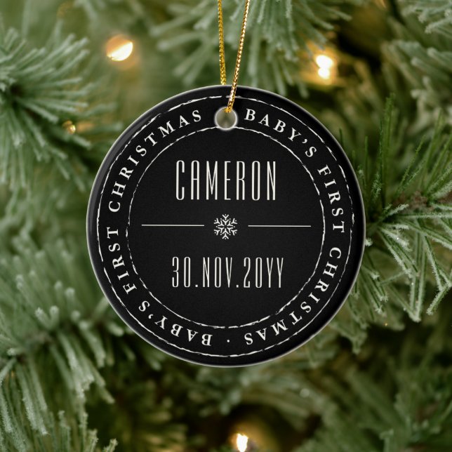 Adorno De Cerámica Primera Navidad del bebé sellado de un círculo clá (Árbol)