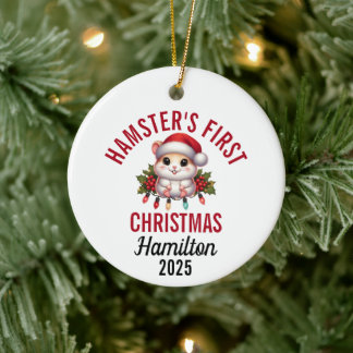 Adorno De Cerámica Primera Navidad del Hámster 2025