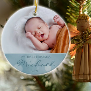 Adorno De Cerámica Primera Navidad del personalizado Photo Baby