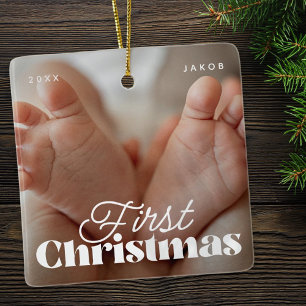 Adorno De Cerámica Primera Navidad Elegante Personalizado moderno fot