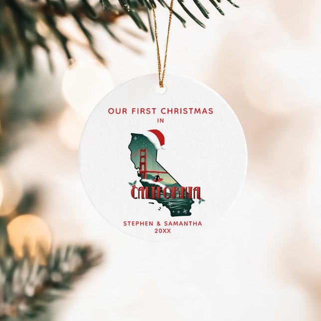 Adorno De Cerámica Primera Navidad en California State Personalizado  (Edit details to personalize.  Coordinating gifts & partyware in the collection)