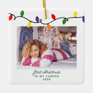 Adorno De Cerámica Primera Navidad En Camper RV Luces Coloridas