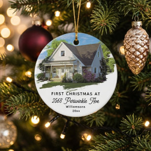 Adorno De Cerámica Primera Navidad en Casa Nueva Foto Calentamiento d