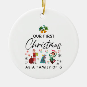 Adorno De Cerámica primera navidad en familia de 3