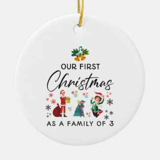 Adorno De Cerámica primera navidad en familia de 3