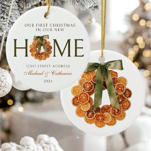 Adorno De Cerámica Primera Navidad en la nueva guirnalda del Naranja