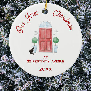 Adorno De Cerámica Primera Navidad en la nueva puerta acuática de un 