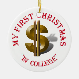 Adorno De Cerámica Primera Navidad en la universidad - Rótulo de oro