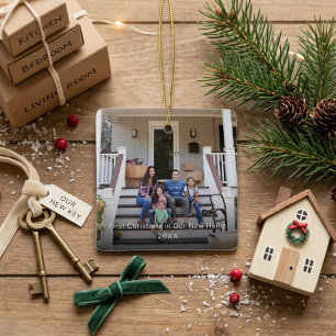 Adorno De Cerámica Primera Navidad en Nuestra Nueva Casa Foto Familia