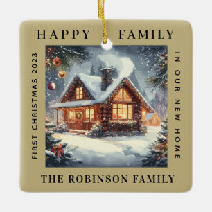 Adorno De Cerámica Primera Navidad En Nuestro Nuevo Ecru De Arena En 