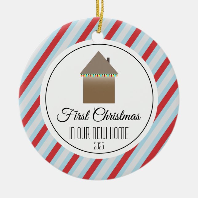 Adorno De Cerámica Primera Navidad en nuestro nuevo hogar (Frente)
