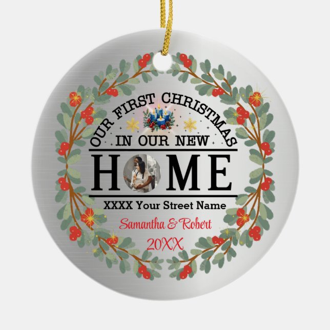 Adorno De Cerámica Primera Navidad en nuestro nuevo hogar (Frente)