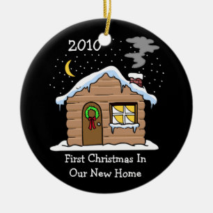 Adorno De Cerámica Primera Navidad En Nuestro Nuevo Hogar 2010 (Cabin