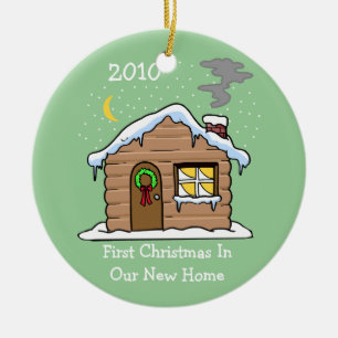 Adorno De Cerámica Primera Navidad En Nuestro Nuevo Hogar 2010 (Cabin