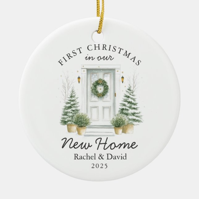 Adorno De Cerámica Primera Navidad en nuestro nuevo hogar - Puerta Ro (Frente)