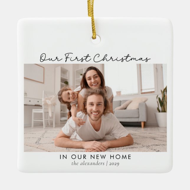 Adorno De Cerámica Primera Navidad en Nueva Casa 2 Foto (Anverso)