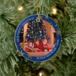 Adorno De Cerámica Primera Navidad en nuevos caseros copos de nieve y