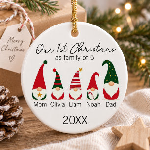 Adorno De Cerámica Primera Navidad Familia de cinco Gnomos Escandinav