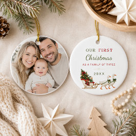 Adorno De Cerámica Primera Navidad Familia de Tres foto Ganso