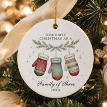 Primera Navidad Familia de Tres Personalizada