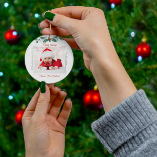 Adorno De Cerámica Primera Navidad Felices Fiestas Abuela Foto de beb