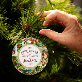 Adorno De Cerámica Primera Navidad festiva como abuelos