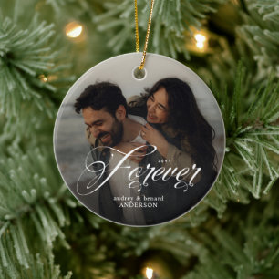 Adorno De Cerámica Primera Navidad Forever Foto de Pareja Doble Cara