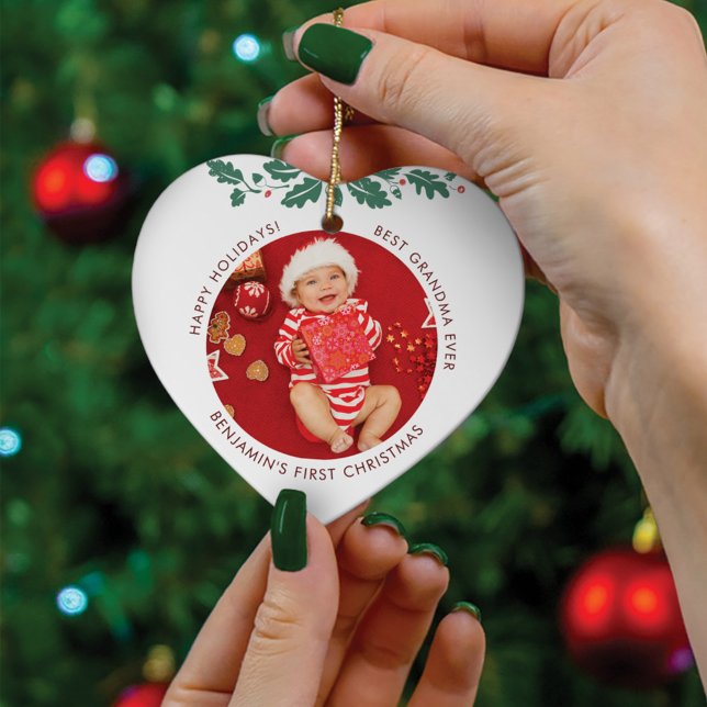 Adorno De Cerámica Primera Navidad: Fotos del bebé de la abuela (Subido por el creador)