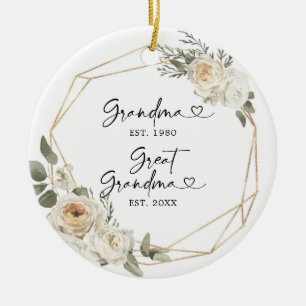 Adorno De Cerámica Primera Navidad: Gran Abuela Flora Blanca