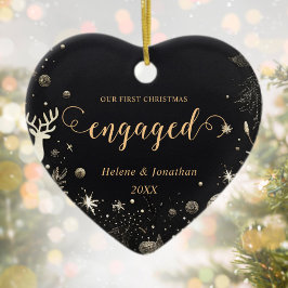 Adorno De Cerámica Primera Navidad Involucrado Oro Moderno Elegante Ú