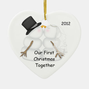 Adorno De Cerámica Primera Navidad JUNTAS PAREJA DE SNOWMAN