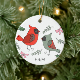 Adorno De Cerámica Primera Navidad juntos Cardenal Couple Personaliza