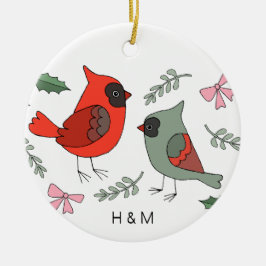 Adorno De Cerámica Primera Navidad juntos Cardenal Couple Personaliza