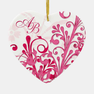 Adorno De Cerámica Primera Navidad juntos Corazón Boda Floral Rosa