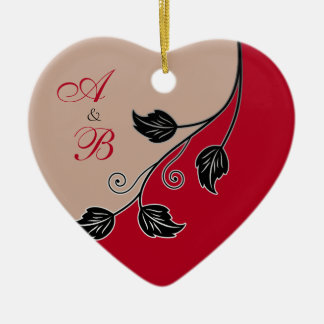 Adorno De Cerámica Primera Navidad Juntos Corazón Boda Vino Rojo