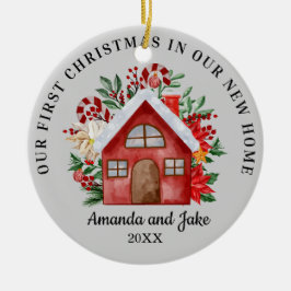 Adorno De Cerámica Primera Navidad juntos Floral