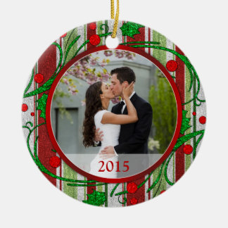 Adorno De Cerámica Primera Navidad juntos foto bandas de caramelos
