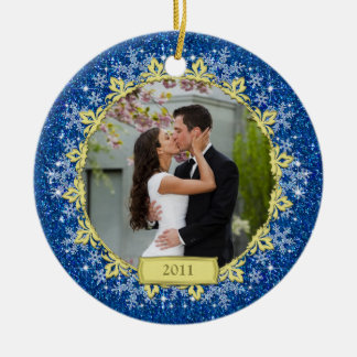 Adorno De Cerámica Primera Navidad juntos, foto de Blue Snowflake