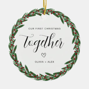 Adorno De Cerámica Primera Navidad juntos Navidades par regalo