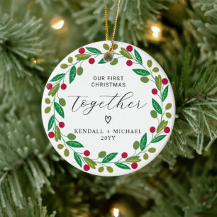 Adorno De Cerámica Primera Navidad juntos Pareja Bauble Keepsake