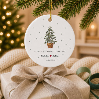 Adorno De Cerámica Primera Navidad Juntos Pareja Personalizada