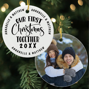 Adorno De Cerámica Primera Navidad juntos personalizada Pareja Foto