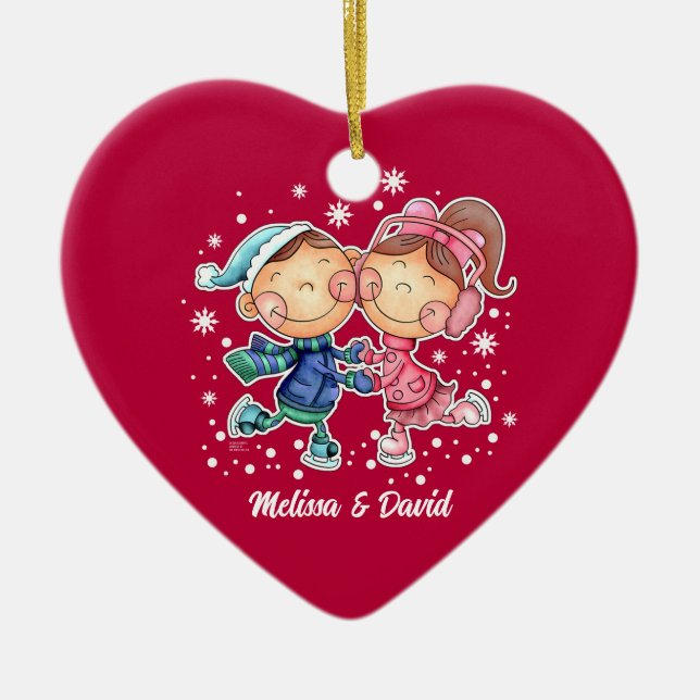 Adorno De Cerámica Primera Navidad Juntos. Personalizado (Frente)